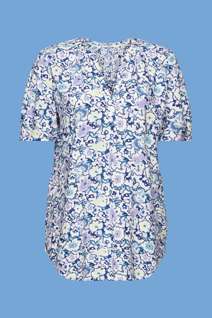 Kukkakuvioinen pusero, jossa halkiollinen pääntie, WHITE, detail image number 6