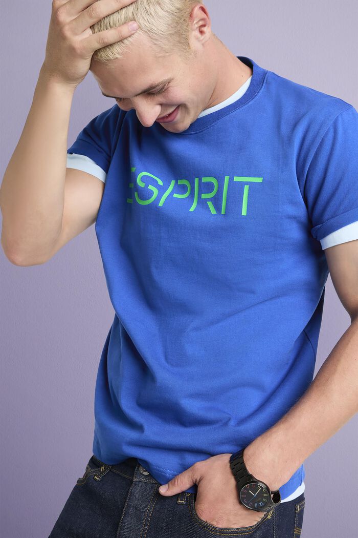 Logollinen unisex-t-paita puuvillajerseytä, BRIGHT BLUE, detail image number 3