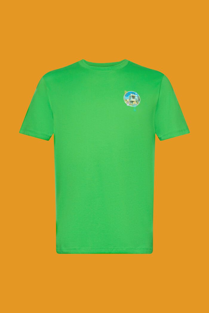 Puuvillainen slim fit -t-paita, pieni printti, GREEN, detail image number 6