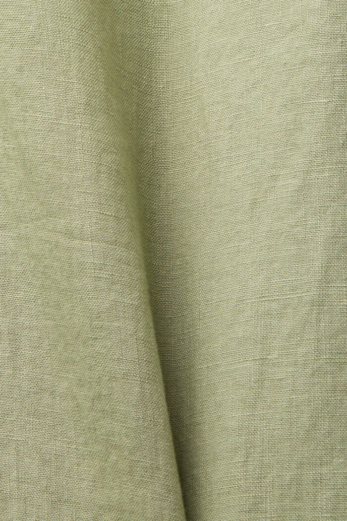 Leveälahkeiset pellavahousut, LIGHT KHAKI, detail image number 6
