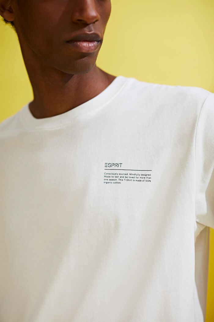 Printtikuvioitu jersey-t-paita, 100 % luomupuuvillaa, OFF WHITE, detail image number 1