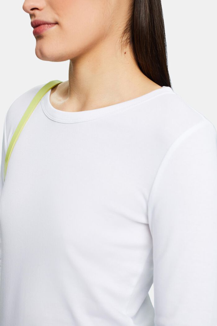 Pitkähihainen T-paita puuvilla-jerseytä, WHITE, detail image number 3