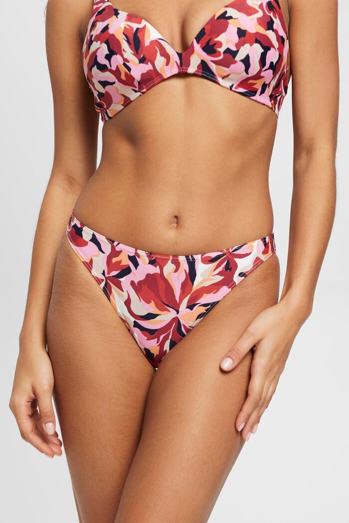 Carilo beach kukkakuvioiset bikinihousut, DARK RED, detail image number 0