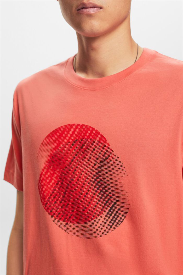 T-paita, jossa etupainatus, 100 % puuvillaa, CORAL RED, detail image number 3