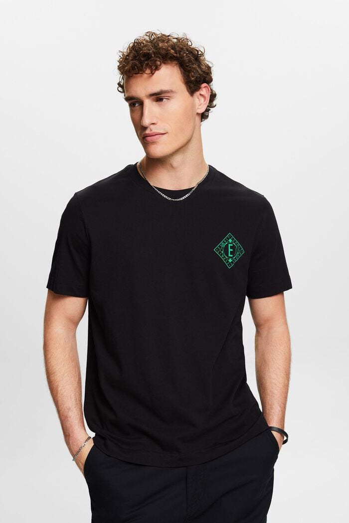 Logollinen t-paita puuvillajerseytä, BLACK, detail image number 0