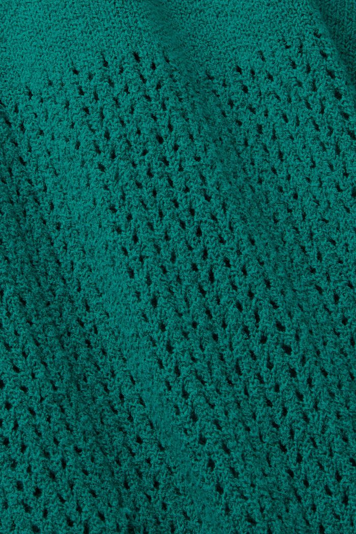 Pointelle-kuvioinen puuvillapusero, EMERALD GREEN, detail image number 4