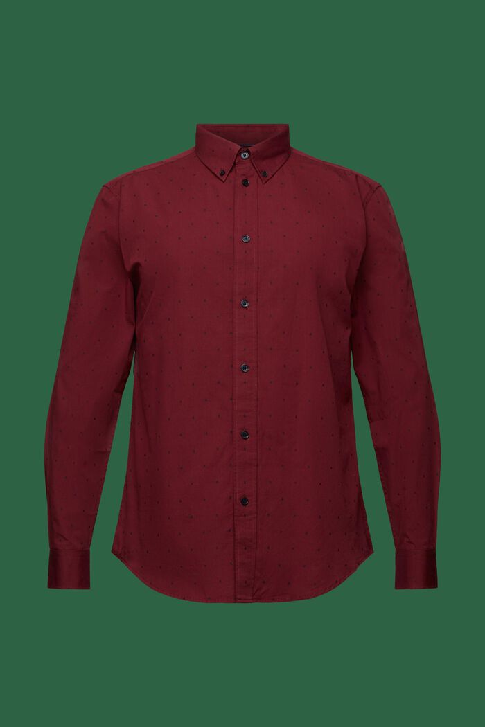 Kirjailtu Slim Fit -paita puuvillaa, GARNET RED, detail image number 6