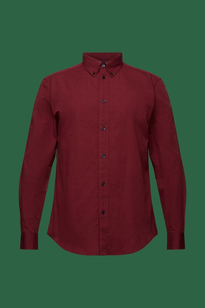 Kirjailtu Slim Fit -paita puuvillaa, GARNET RED, detail image number 6