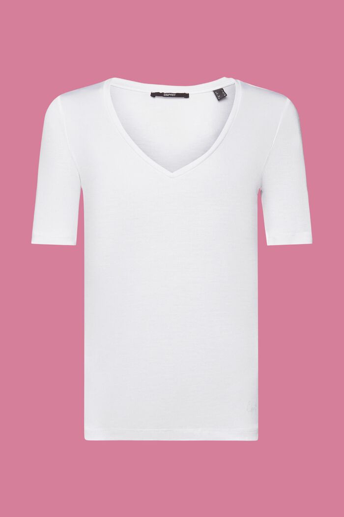 V-aukkoinen T-paita, TENCELiä™, WHITE, detail image number 6
