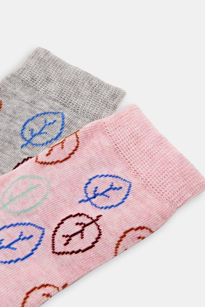 Lasten lehtikuvioiset sukat, PINK/GREY, detail image number 1