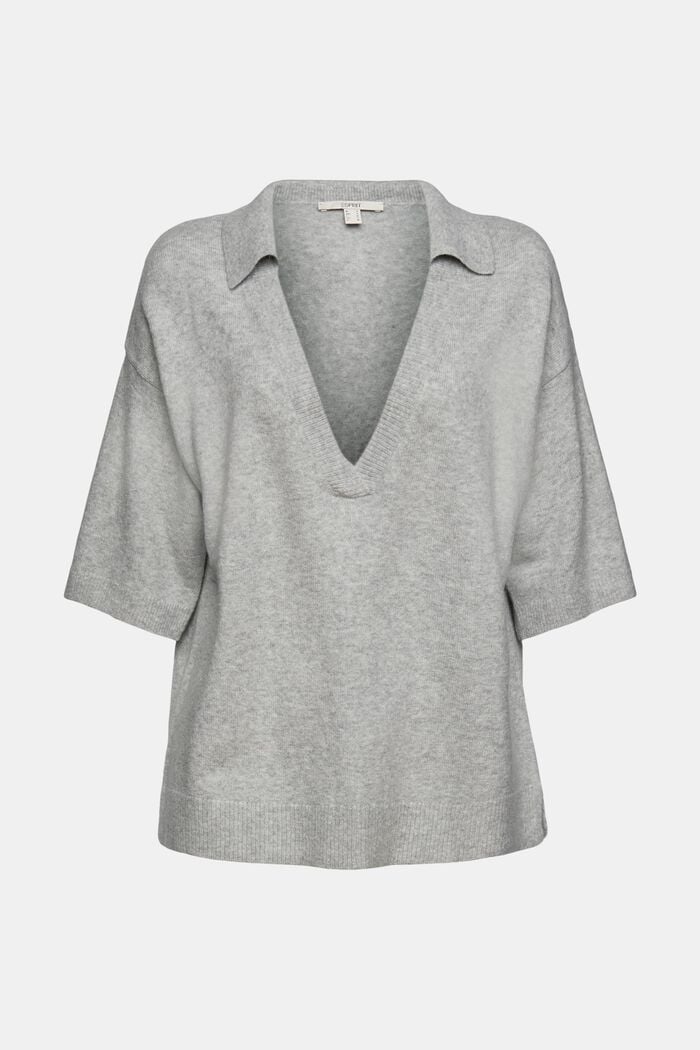 Sisältää villaa: lyhythihainen neulepusero paitakauluksella