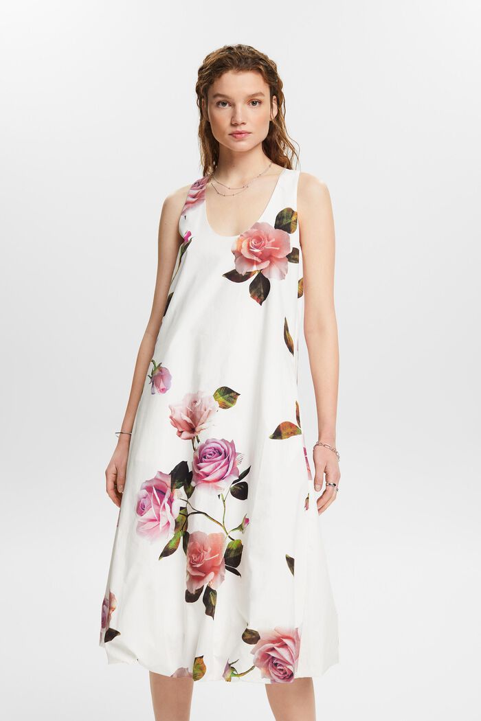 Painokuvioitu mekko, jossa puhvihelma, OFF WHITE, detail image number 0