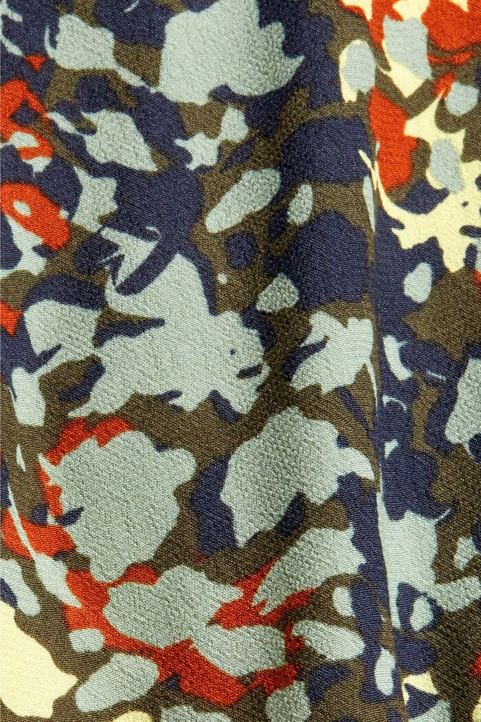 Painokuvioitu tunikapusero röyhelöhelmalla, DARK KHAKI, detail image number 4