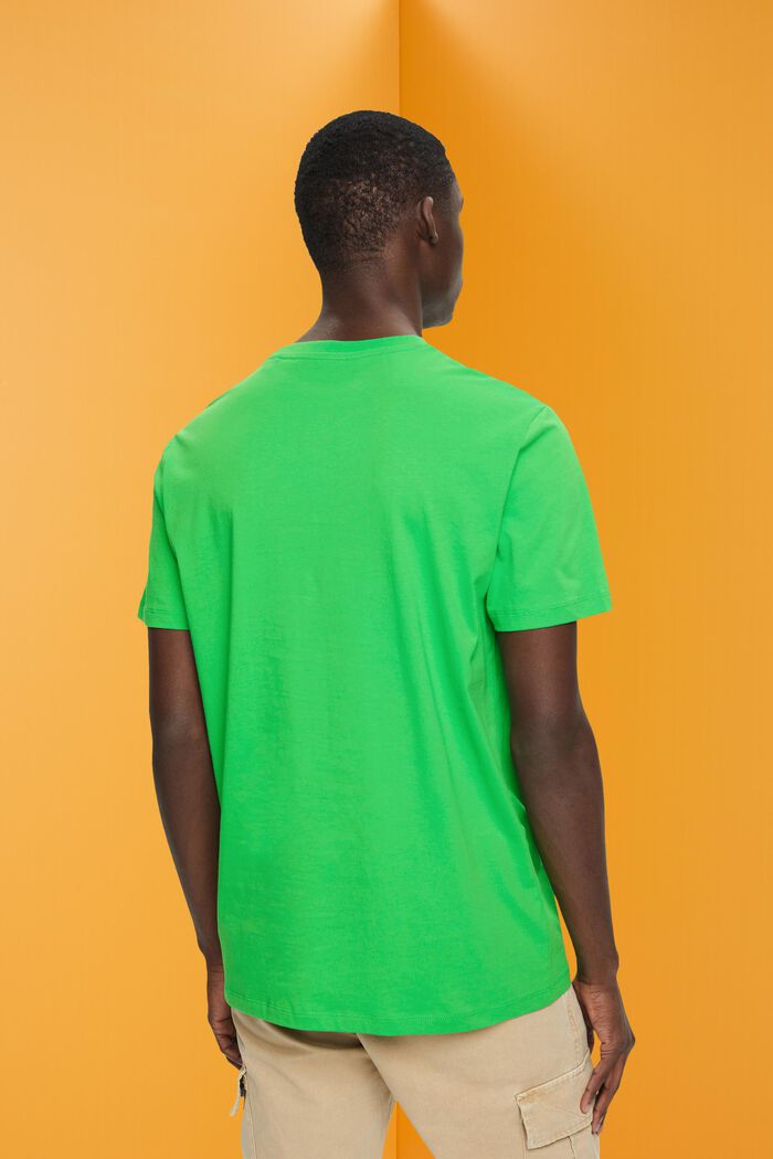 Puuvillainen slim fit -t-paita, pieni printti, GREEN, detail image number 3