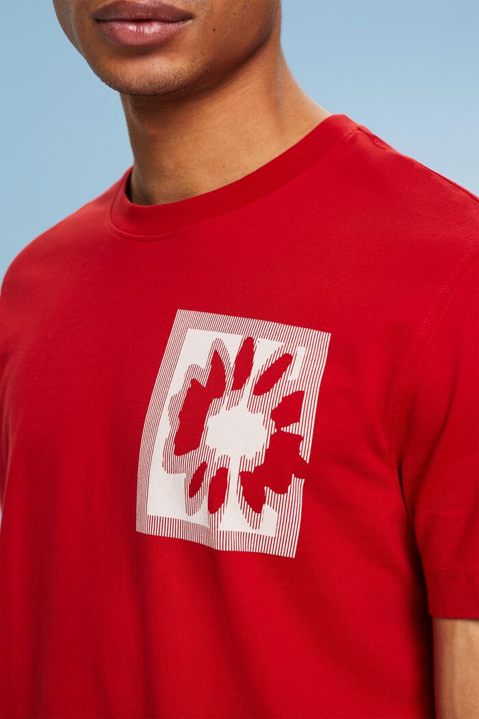 Kukkakuvioitu logollinen t-paita, DARK RED, detail image number 3