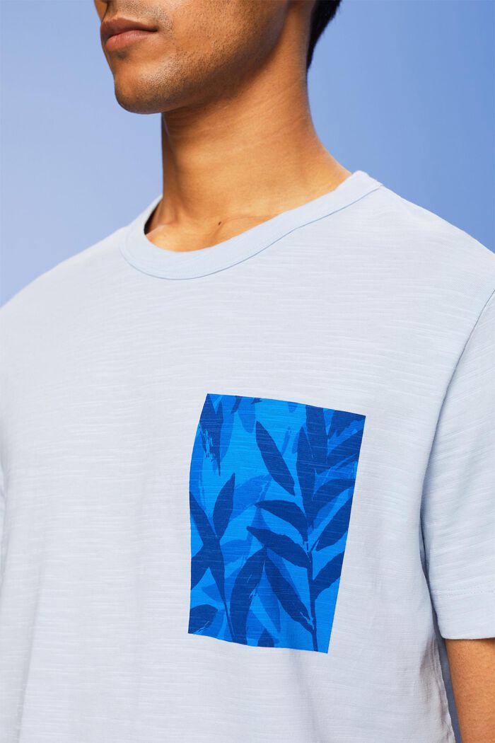 Jersey-t-paita 100 % puuvillaa, rinnan kohdalla painatus, PASTEL BLUE, detail image number 2