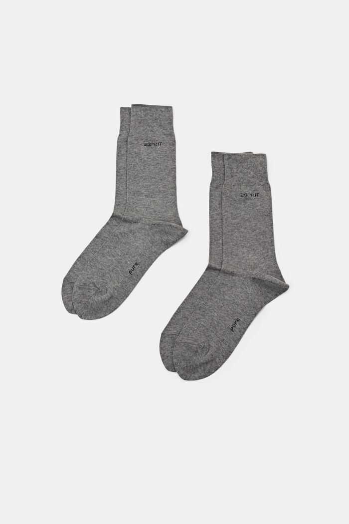 Luomupuuvillasta valmistetut sukat, 2 parin pakkaus, LIGHT GREY MELANGE, detail image number 0