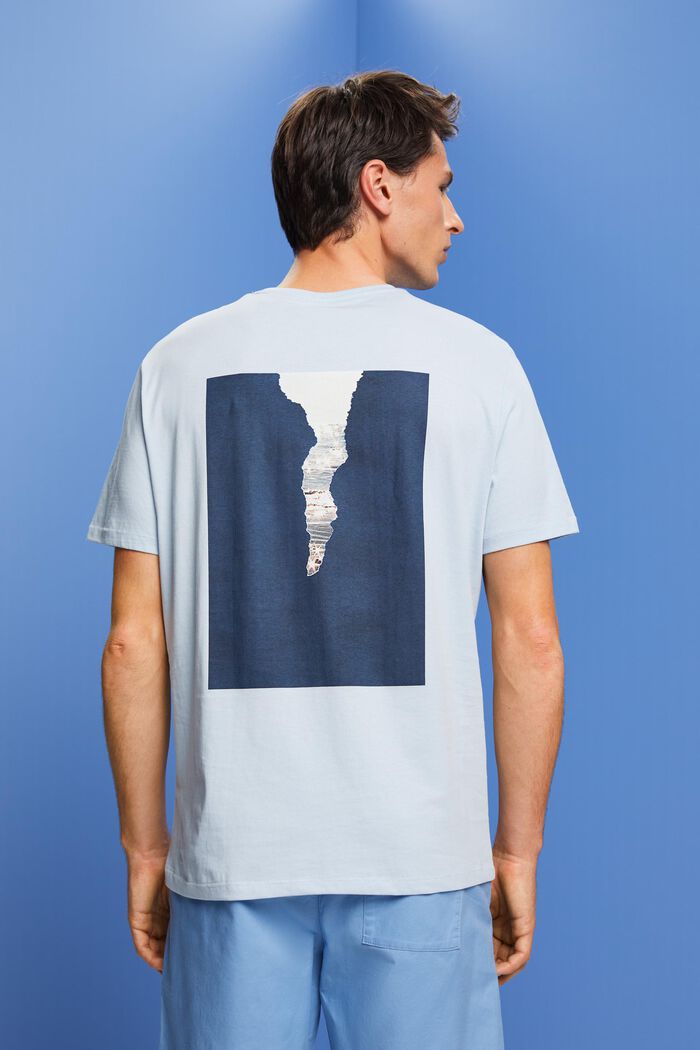 Jersey-t-paita 100 % puuvillaa, selässä painatus, PASTEL BLUE, detail image number 3