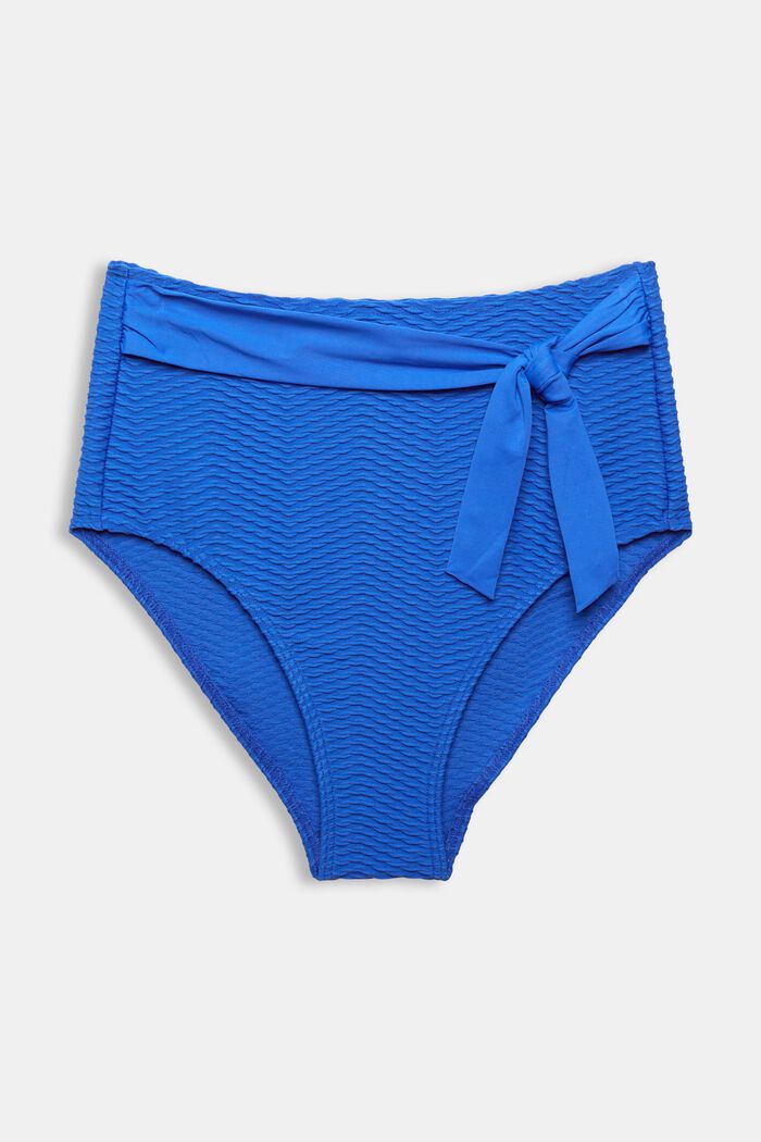 Korkeavyötäröiset bikinihousut, joissa kohoraidat , BRIGHT BLUE, overview