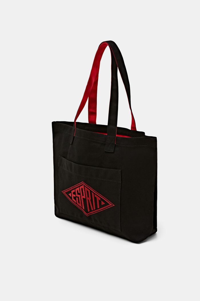 Logollinen tote bag kanvasia, BLACK, detail image number 2