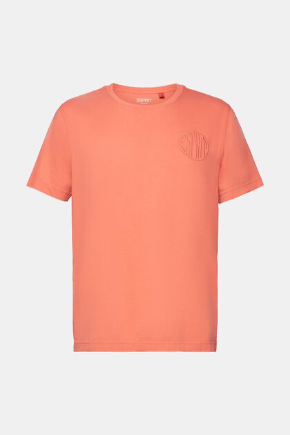 T-paita, jossa tikattu logo, 100 % puuvillaa