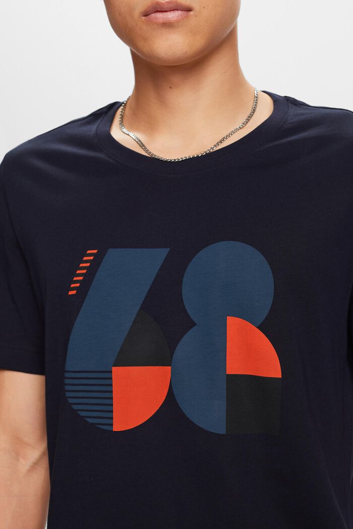 Painokuvioitu jersey-T-paita 100 % puuvillaa, NAVY, detail image number 1
