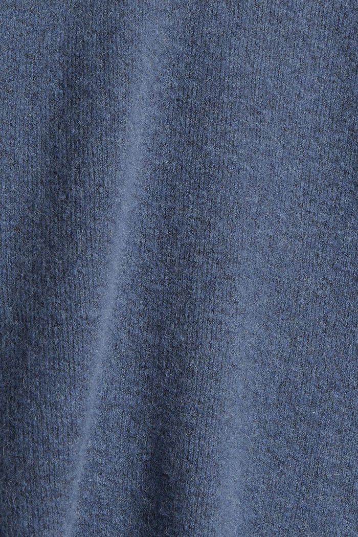 Sisältää laamanvillaa: neulepusero, jossa V-pääntie, PETROL BLUE, detail image number 4