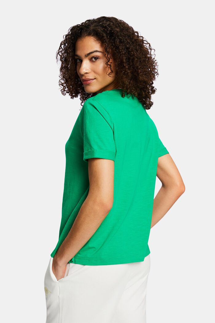 Pyöreäpäänteinen slub-T-paita, GREEN, detail image number 3