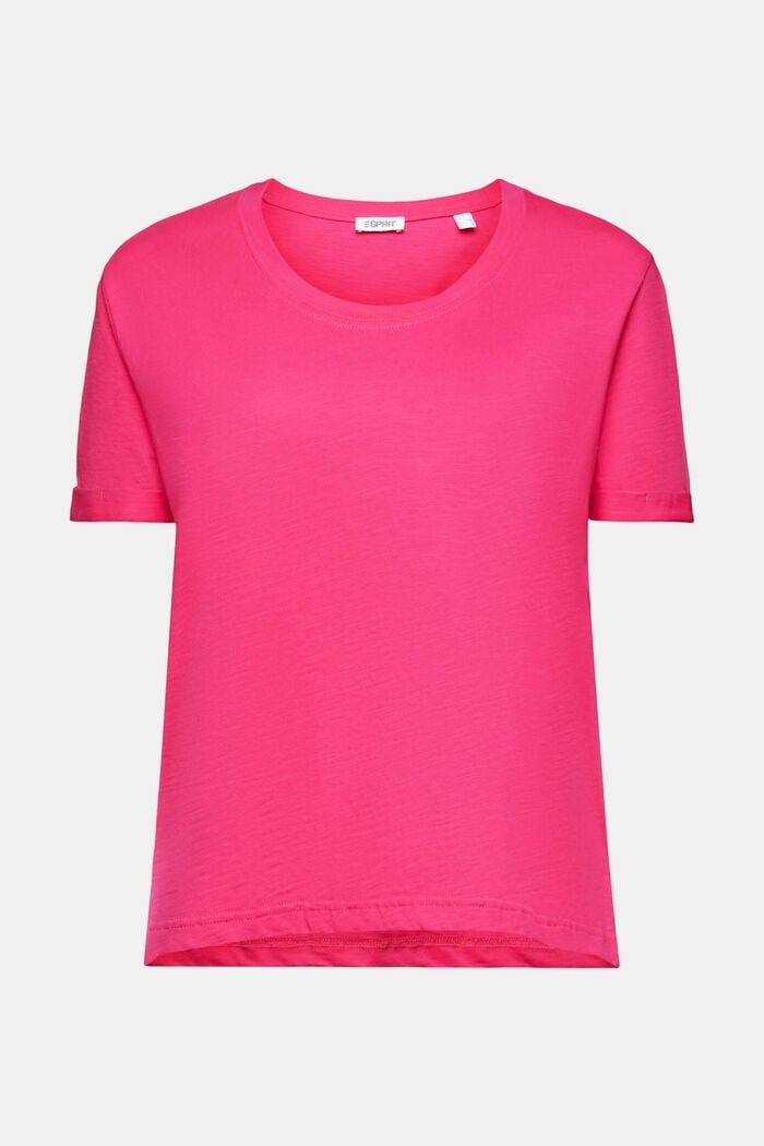 Pyöreäpäänteinen slub-T-paita, PINK FUCHSIA, detail image number 5