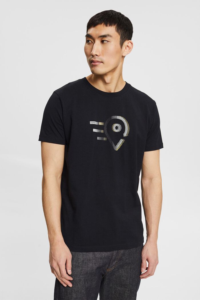 Painokuvioitu jersey-T-paita, luomupuuvillaa, BLACK, detail image number 0
