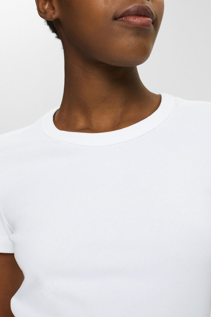 Ribbineulos-t-paita pyöreällä pääntiellä, WHITE, detail image number 2