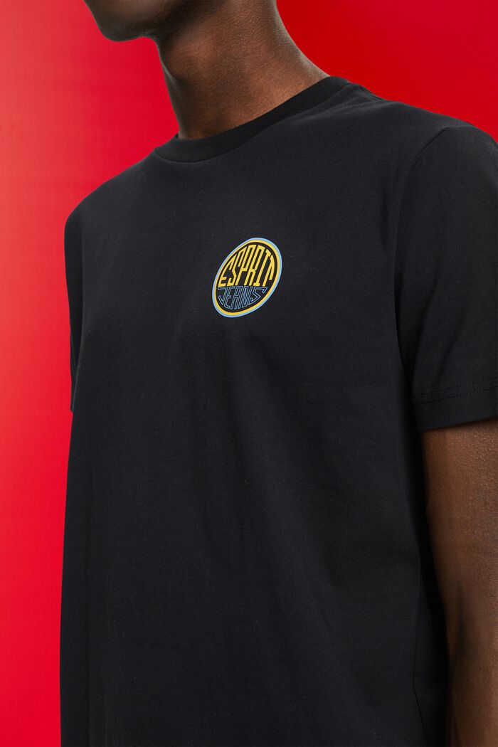 Puuvillainen t-paita, jossa logoprintti rinnassa, BLACK, detail image number 2