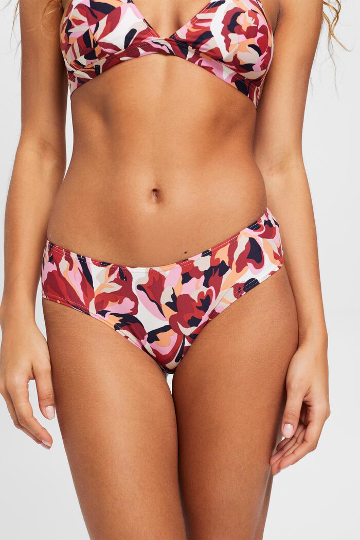 Kukkakuvioiset hipster-tyyliset bikinihousut, DARK RED, detail image number 0