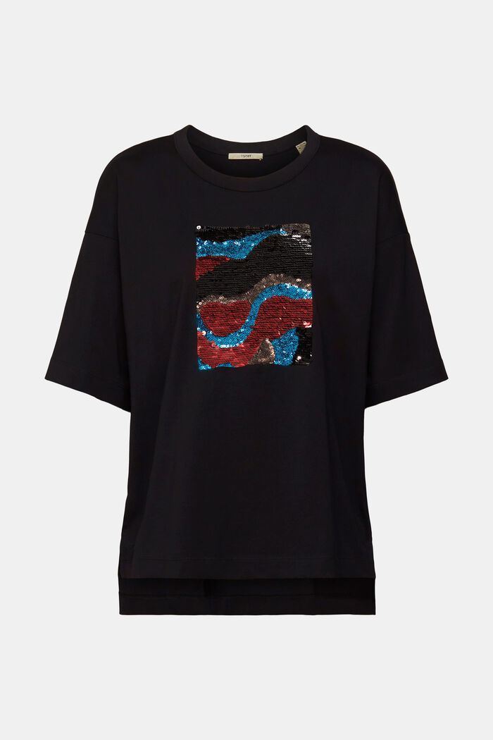 Over-size-t-paita, jossa paljetteja, BLACK, detail image number 6