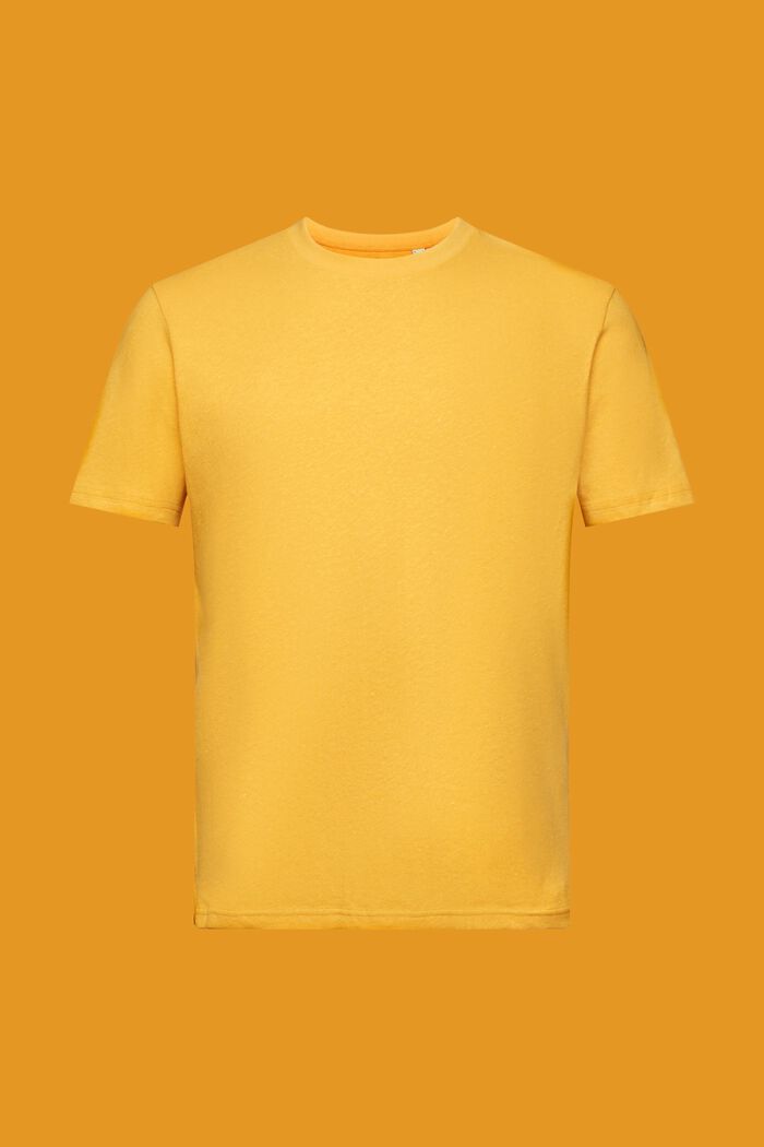 Puuvilla-pellavasekoitteesta valmistettu T-paita, jossa pyöreä pääntie, SUNFLOWER YELLOW, detail image number 6