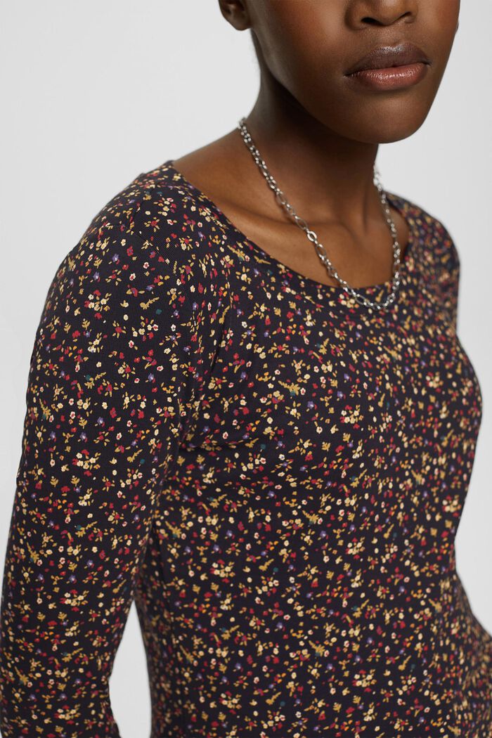 Kukkakuvioinen pitkähihainen paita, BLACK, detail image number 2