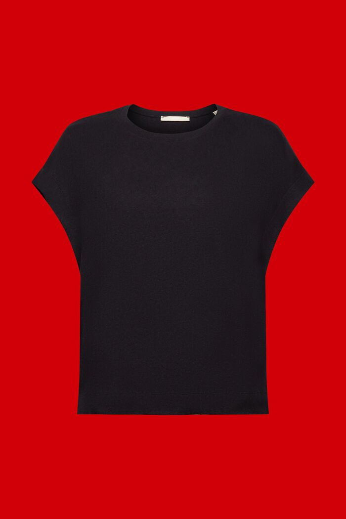 T-paita puuvillan ja pellavan sekoitetta, BLACK, detail image number 6