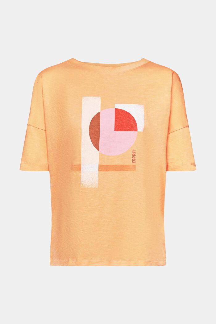 Geometrisesti kuvioitu puuvillainen t-paita, GOLDEN ORANGE, detail image number 6