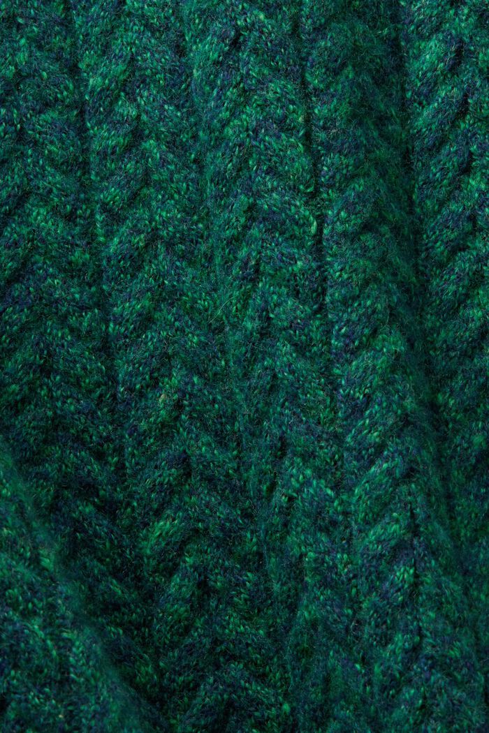 Meleerattu collegepaita palmikkoneulosta, GREEN, detail image number 5