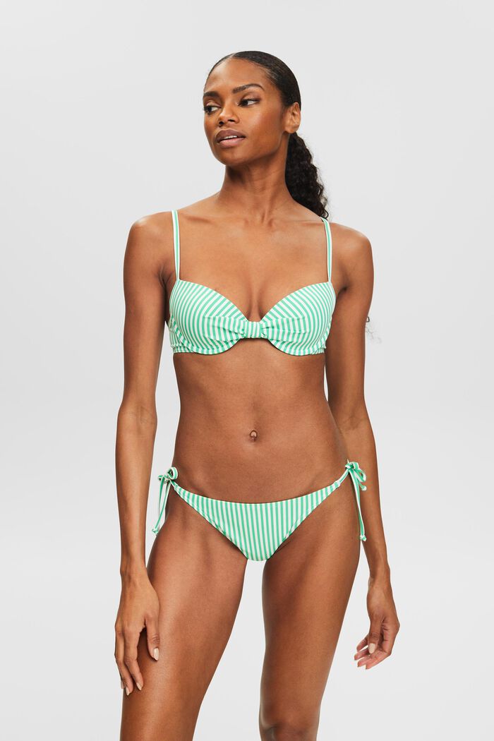 Raidallinen bikiniyläosa toppauksilla, GREEN, detail image number 0