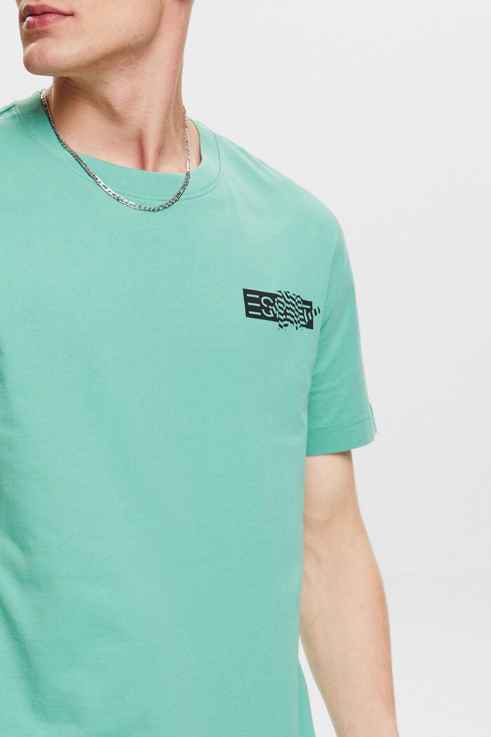 Graafinen t-paita puuvillajerseytä, DUSTY GREEN, detail image number 4