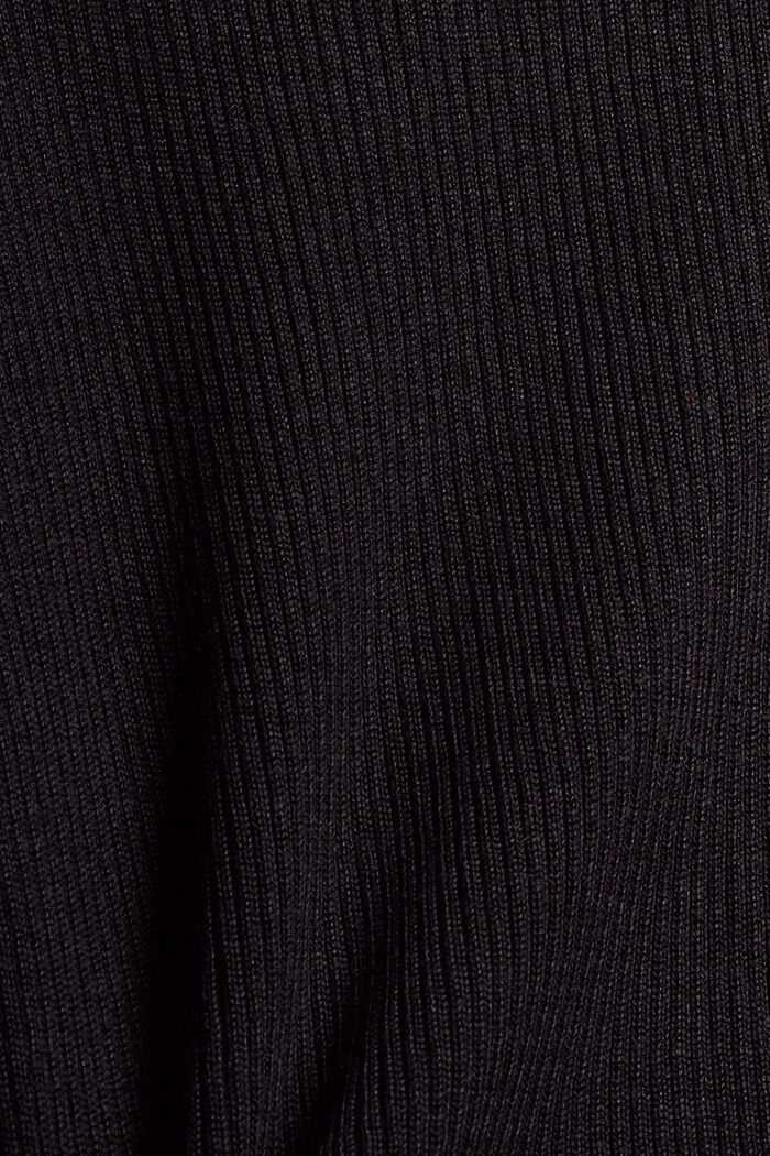 Sisältää villaa: röyhelöinen joustinneulepusero, BLACK, detail image number 4