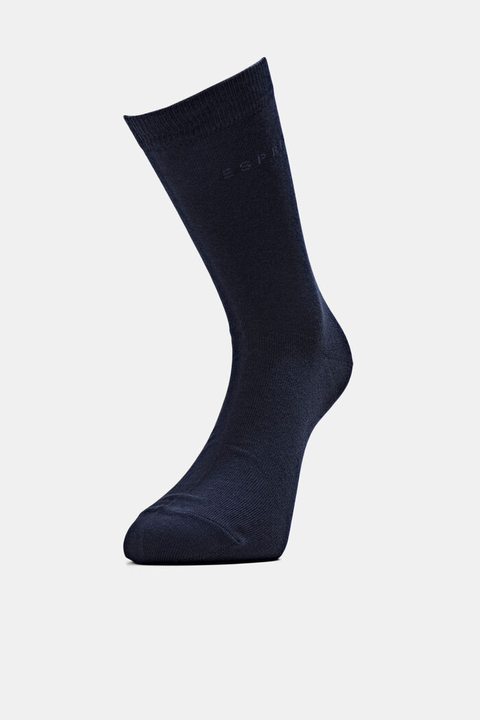 2 paria luomupuuvillasta valmistettuja sukkia, joissa neulottu logo, MARINE, detail image number 0