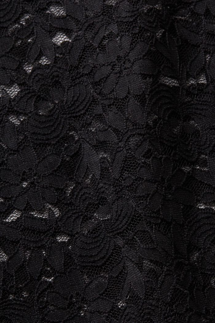 Vajaapituinen, pitkähihainen pitsitoppi, BLACK, detail image number 6