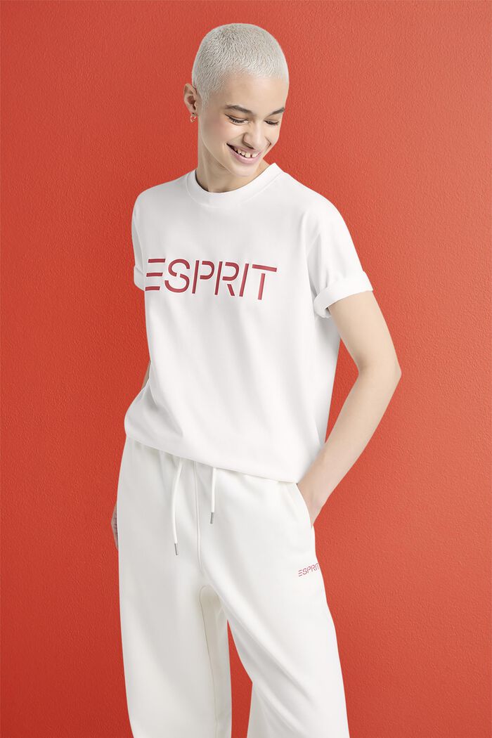 Logollinen unisex-t-paita puuvillajerseytä, OFF WHITE, detail image number 0