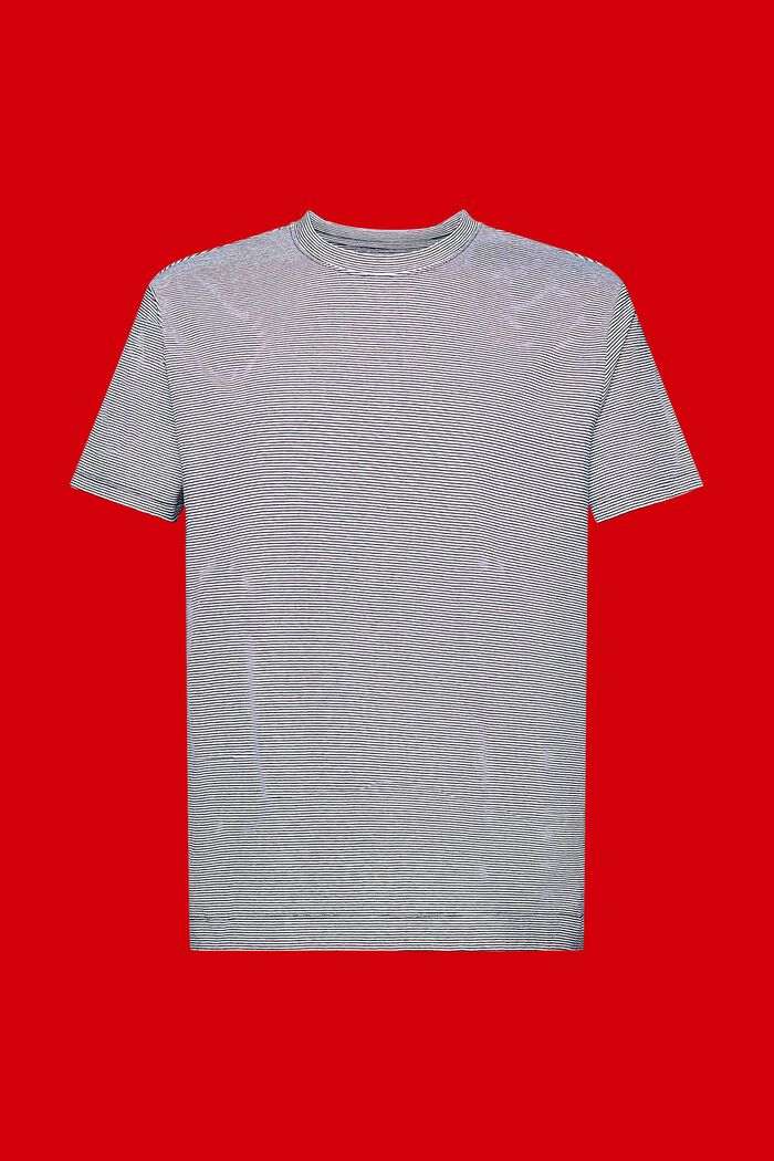 Raidallinen jersey-t-paita puuvillan ja pellavan sekoitetta, NAVY, detail image number 6