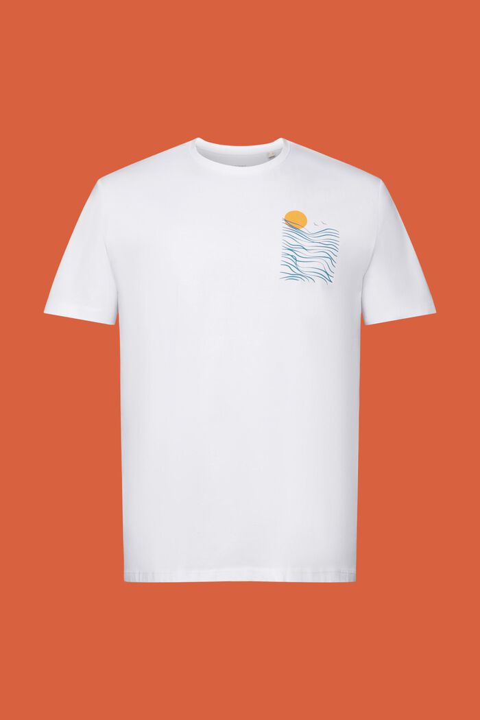 Jersey-t-paita 100 % puuvillaa, rinnan kohdalla painatus, WHITE, detail image number 6