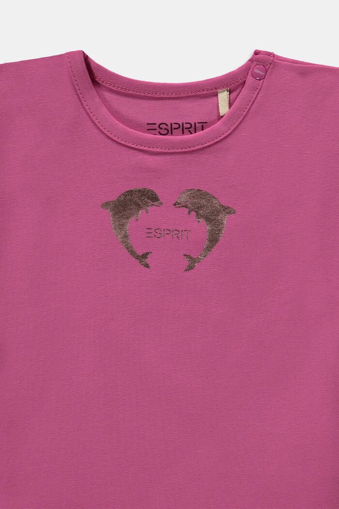 T-paita, jossa metallinhohtoinen painatus, luomupuuvillaa, DARK PINK, detail image number 2