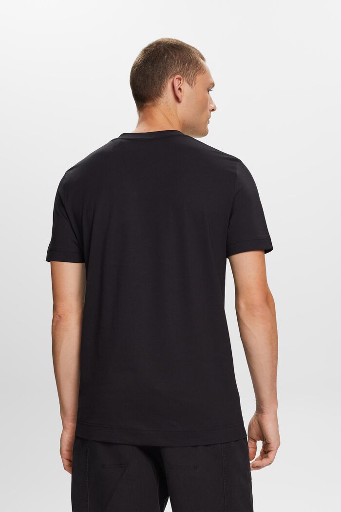 Jersey-t-paita V-pääntiellä, 100 % puuvillaa, BLACK, detail image number 3