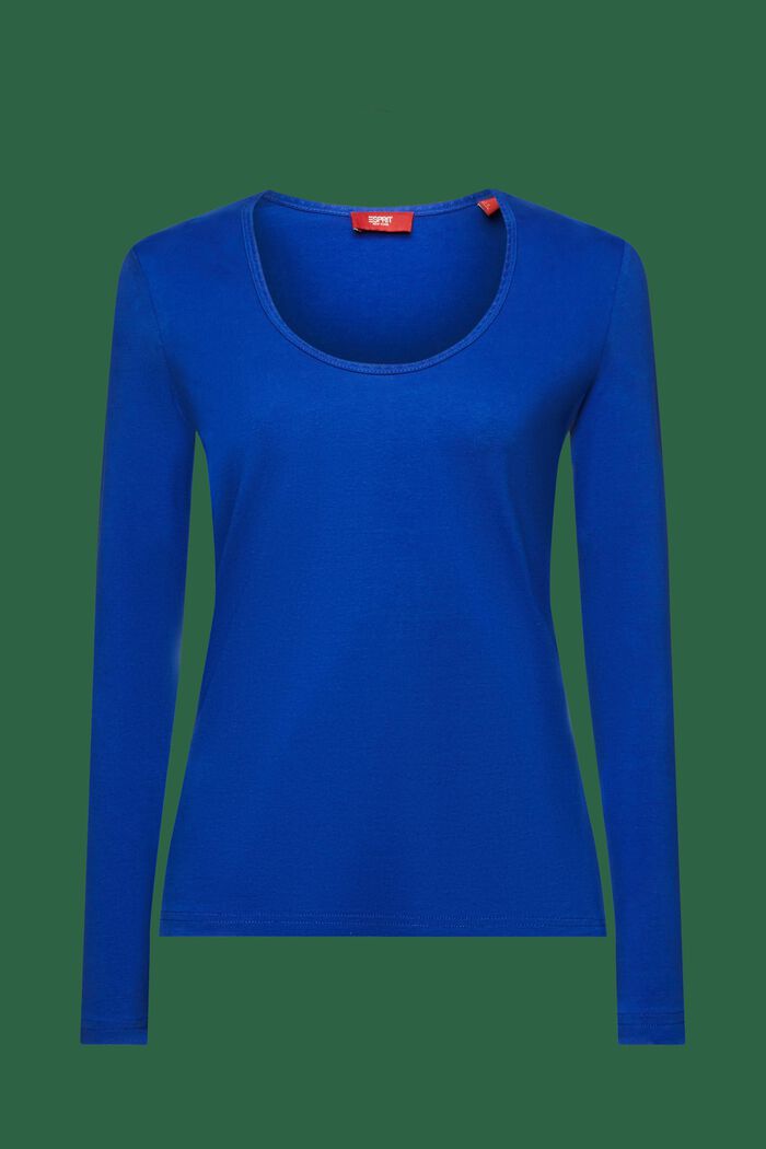 Pitkähihainen paita puuvillaa, BRIGHT BLUE, detail image number 5